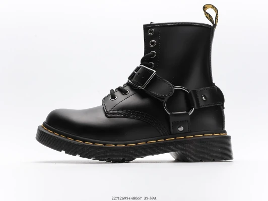 Dr. Martens Boots Black Leather Buckle Harness