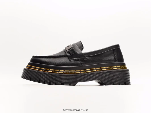 Platform Loafers Black Leather Chunky Sole With Buckle