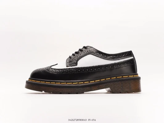 Dr. Martens Brogue Wingtip Shoes Black White Leather Dr. Martens Brogue Wingtip Shoes Black White Leather