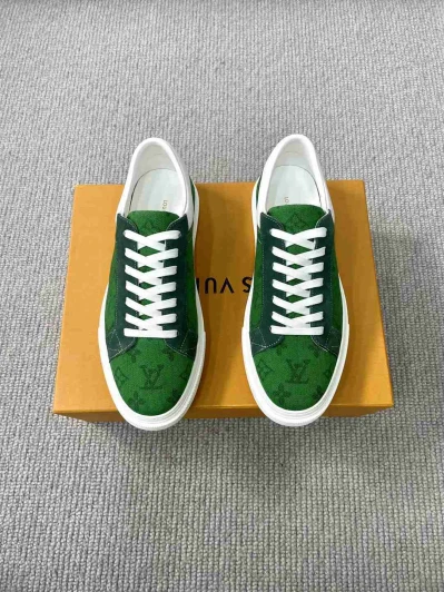 Louis Vuitton Sneakers Green Suede Monogram White Sole
