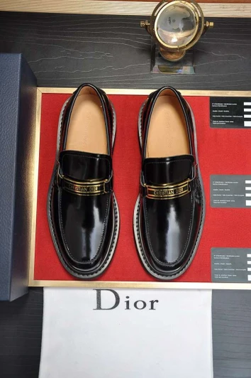 Christian Dior Loafers Black Patent Leather Gold Hardware