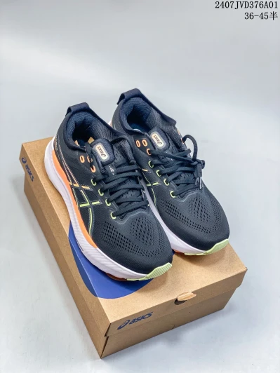 Asics Running Shoes Black Orange Green Mesh