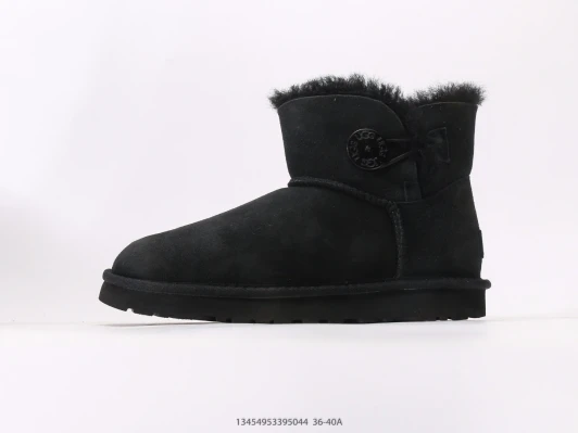 UGG Boots Black Suede Button Detail