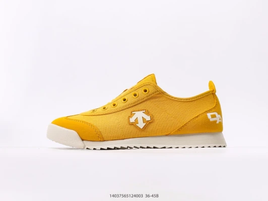 Descente Sneakers Yellow Canvas Suede Lace-Up