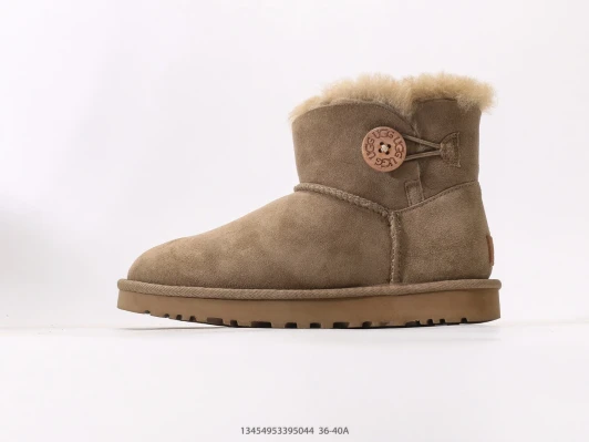 Ugg Boots Suede Sheepskin Button Detail Taupe CS1688-117