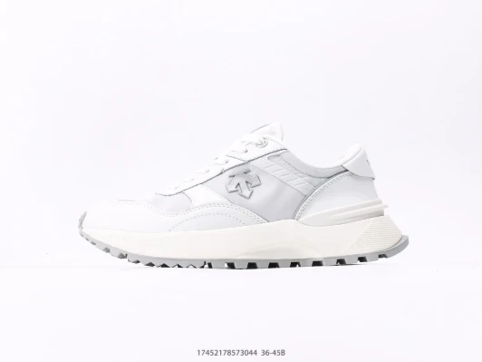 Descente Sneakers White Leather Mixed Material Chunky Sole