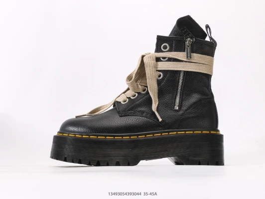 Dr. Martens Platform Boots Black Leather Lace-Up Side Zip AA3830-002