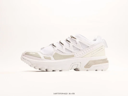 Salomon Trail Running Shoes White Mesh Synthetic Distinctive Lacing