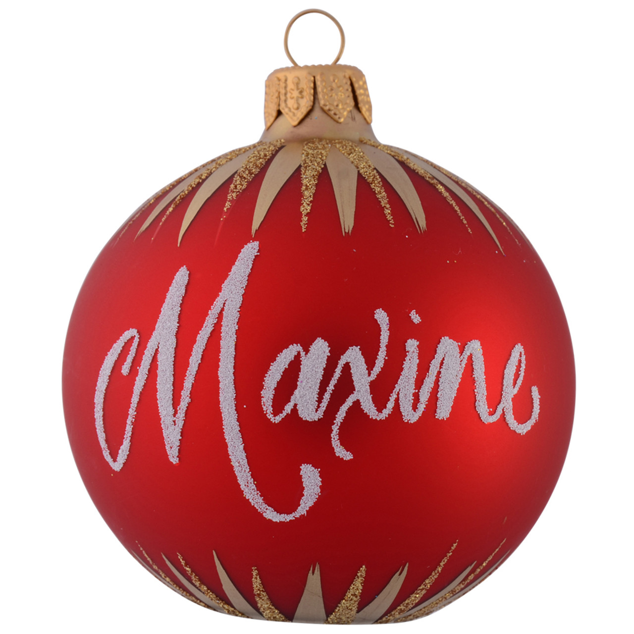 Red Personalised Christmas Bauble with Gold Icicles - Artisan ...