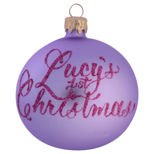 Lavendar Plain Personalised Christmas Bauble 8cm  with name