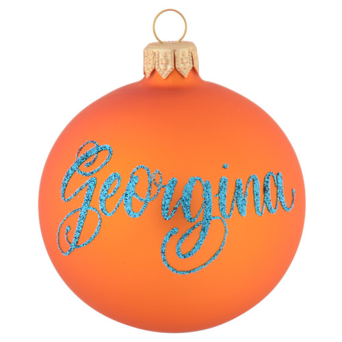 personalised christmas bauble orange plain with name