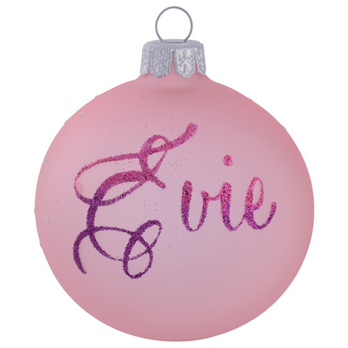 Frosted Baby Pink Personalised Christmas Bauble with White Snowflakes - 8cm with name