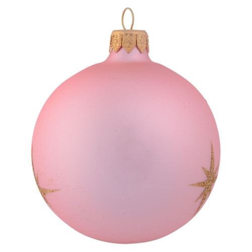 Baby Pink Personalised Christmas Bauble with Gold Stars - 8cm back