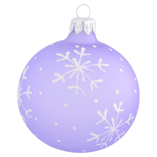 Frosted Lavender Personalised Christmas Bauble with Gold Snowflakes - 8cm