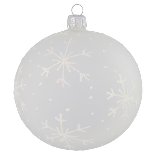 Matte White Personalised Christmas Bauble with  Snowflakes - 8cm