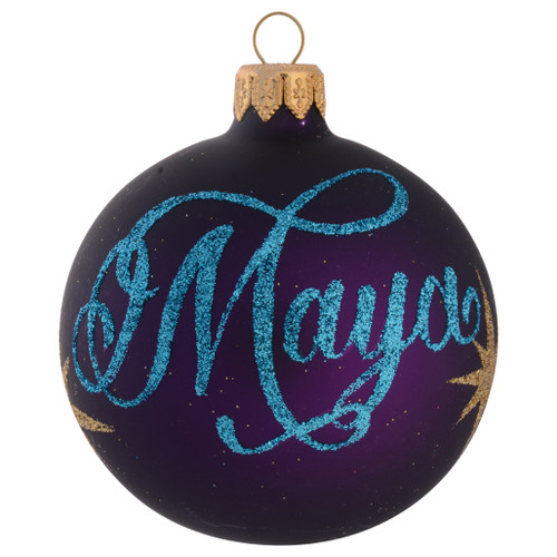 purple personalised bauble with gold stars