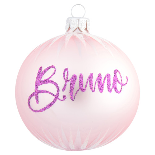 Baby Pink Personalised Christmas Bauble with White Icicles - 8cm