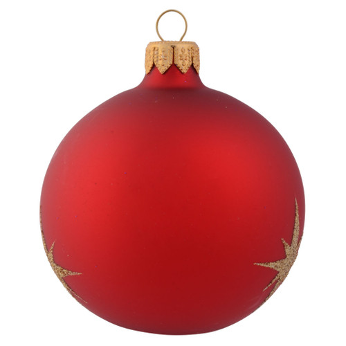 Red Personalised Christmas Bauble with Gold Stars - 8cm back