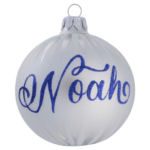 Blue Personalised Christmas Bauble with Silver Icicles - 8cm with name