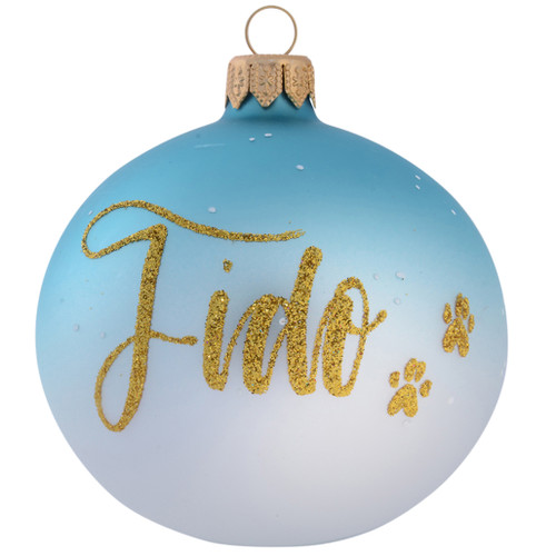 dog with green wreath christmas bauble