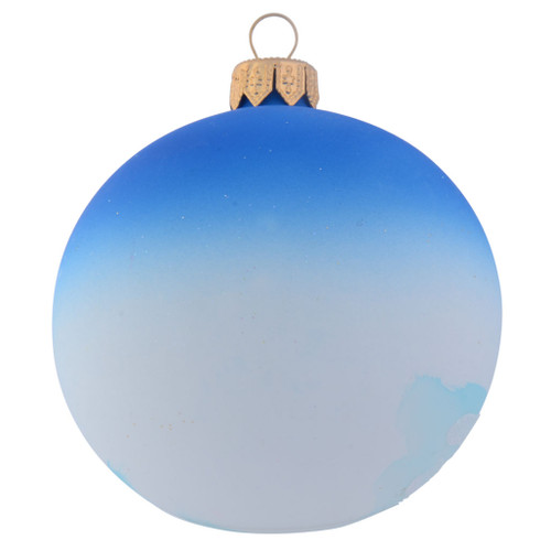 Reindeer Decorating Christmas Tree Personalised Christmas Bauble - Baby Blue - 8cm back