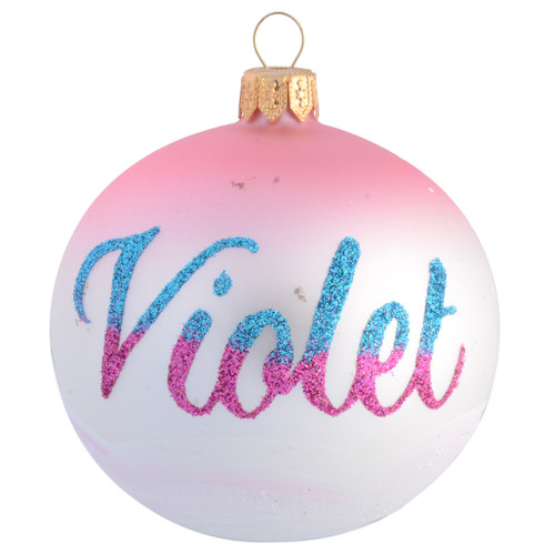 Pink Santa with Bag of Presents Personalised Christmas Bauble - 8cm with name 2