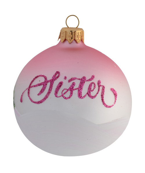 Pink Santa with Bag of Presents Personalised Christmas Bauble - 8cm front