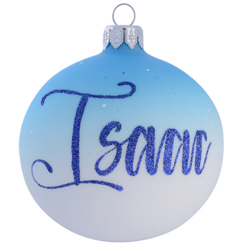 Christmas Tree Dressed with Colourful Baubles Personalised - Baby Blue - 8cm with name 2