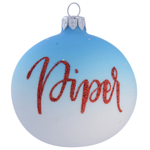 Christmas Tree Dressed with Colourful Baubles Personalised - Baby Blue - 8cm front