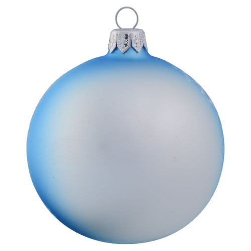 Snowman Wearing Colourful Beanie Personalised Christmas Bauble - Baby Blue - 8cm back