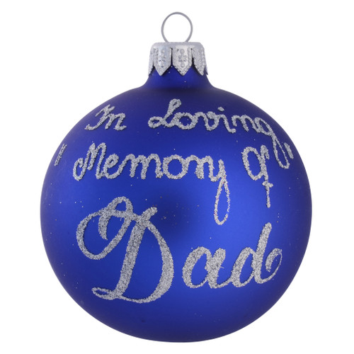 In Loving Memory Candle Personalised Christmas Bauble - Blue- 8cm with name