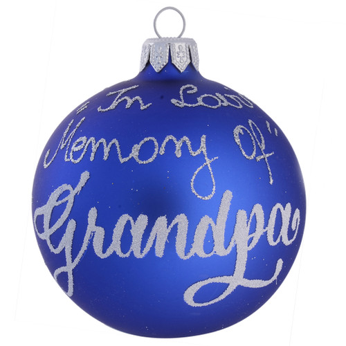 In Loving Memory Candle Personalised Christmas Bauble - Blue- 8cm with name 2