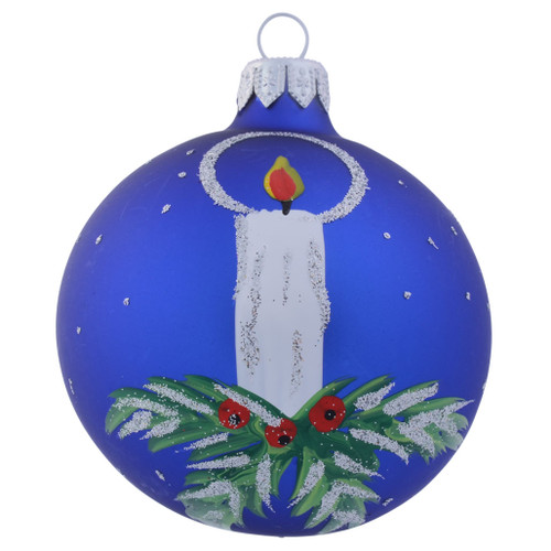 In Loving Memory Candle Personalised Christmas Bauble - Blue- 8cm front