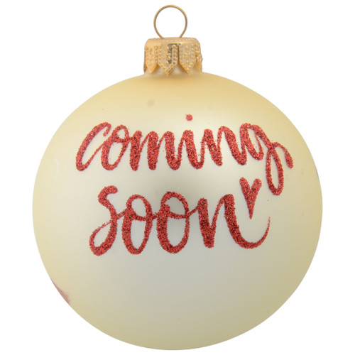 Teddy Bear Holding Large Presents Personalised Christmas Bauble - Cream - 8cm front