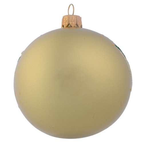 Gold Personalised Christmas Bauble with Green Holly - 8cm back 2