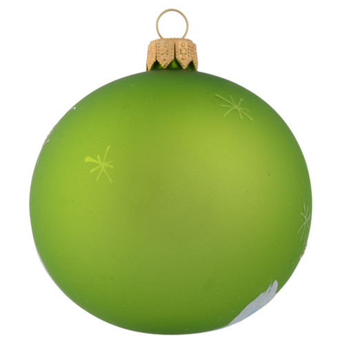 Adorable Puppy with Huge Present Personalised Christmas Bauble - Green - 8cm with back