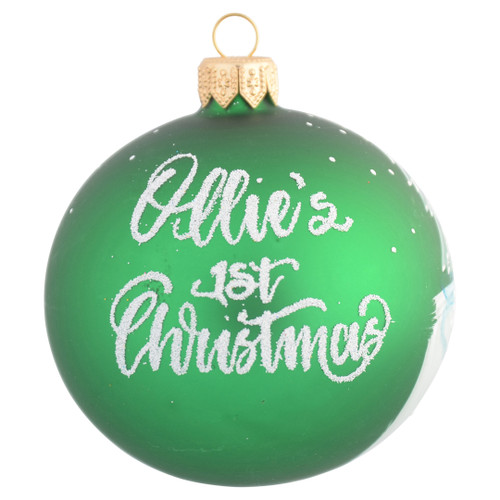 Snowman Personalised Christmas Bauble - Green - 8cm