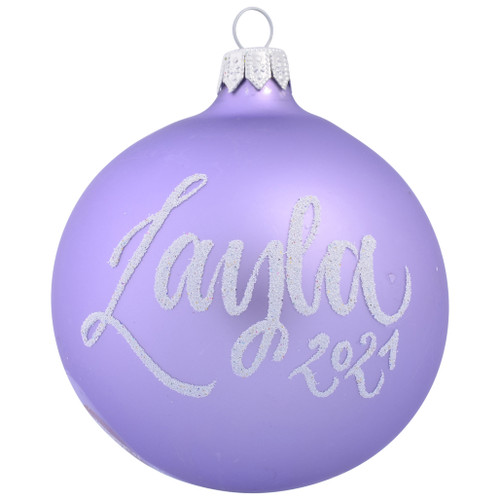 Teddy Bear Holding Giant Red Heart Personalised Christmas Bauble - Purple - with name 2