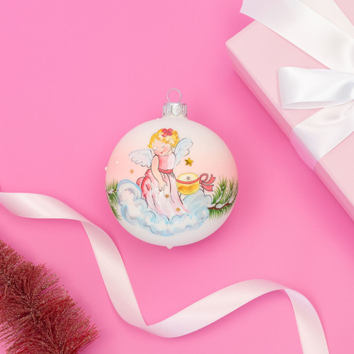 angel floating on cloud christmas bauble 8cm