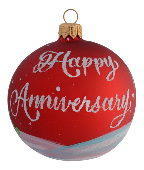 Ginger Cat with Ball of Wool Personalised Christmas Bauble - Red- 8cm