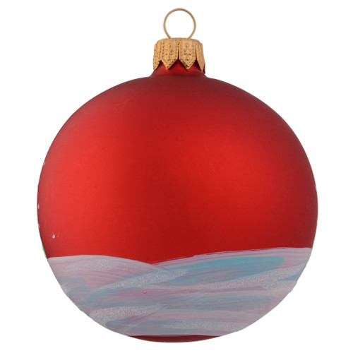 Ginger Cat with Ball of Wool Personalised Christmas Bauble - Red- 8cm back