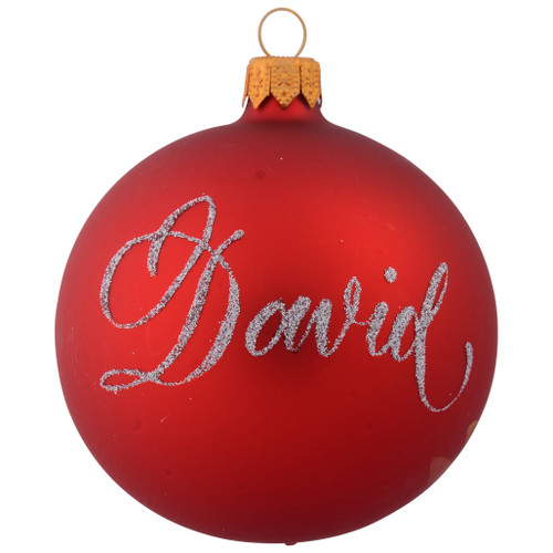 Koala with Green Branch Personalised Christmas Bauble - Red - 8cm front