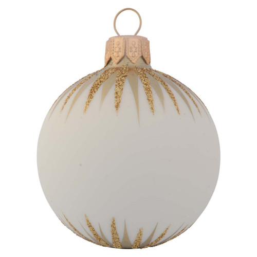 Cream Personalised Christmas Bauble with Gold Icicles - 6cm