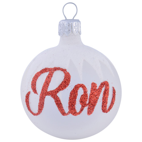 White Personalised Christmas Bauble with Felt Icicles 6cm with name 2