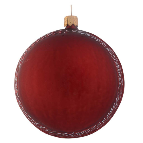 Red Cricket Ball Personalised Christmas Bauble 8cm back