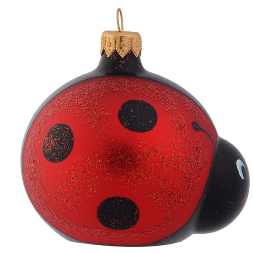 Ladybug with Huge Smile Personalised Christmas Bauble 8cm  side