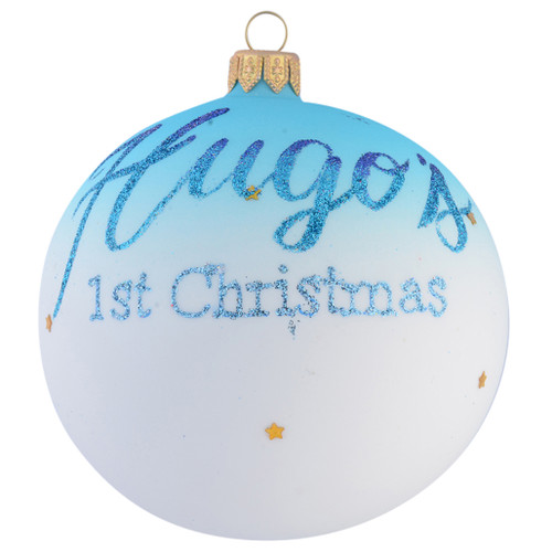Baby Boy 1st Christmas Personalised Christmas Bauble - Baby Blue - 10cm