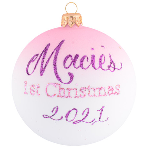 Baby Girl 1st Christmas Personalised Christmas Bauble Baby Pink personalised