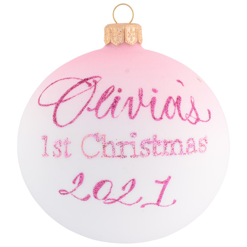 Baby Girl 1st Christmas Personalised Christmas Bauble Baby Pink personalised