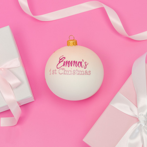 Baby Girl 1st Christmas Personalised Christmas Bauble Baby Pink personalised